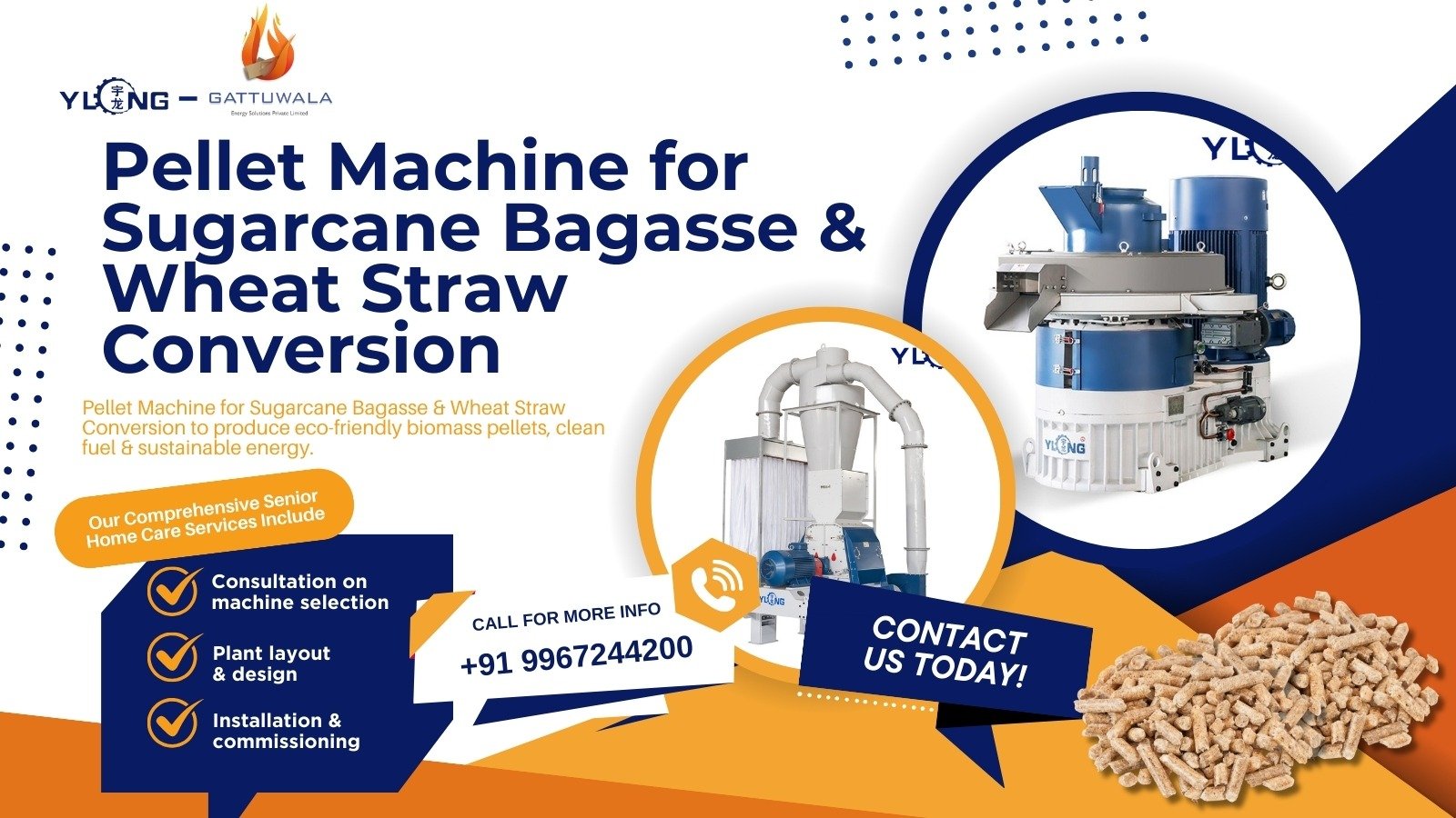Pellet Machine for Sugarcane Bagasse & Wheat Straw Conversion